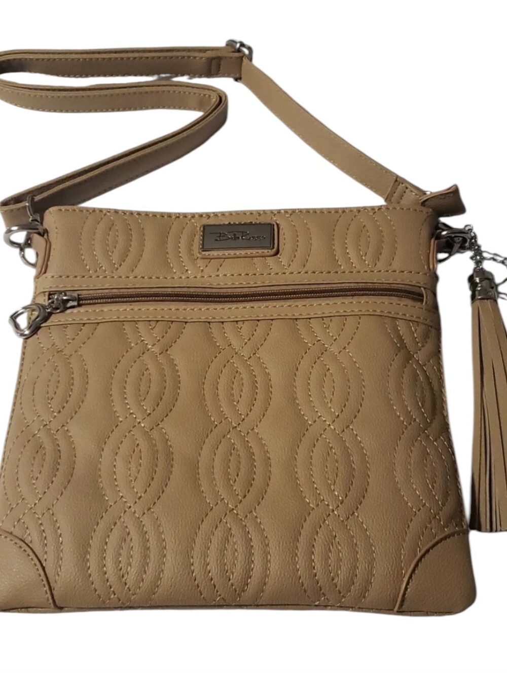 Bella Russo Quilted Taupe Crossbody Purse
